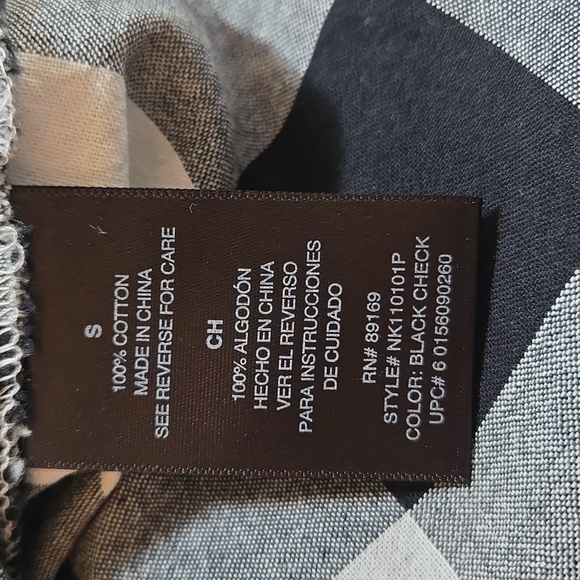 Norma Kamali Button Down Flannel Shirt Black White Buffalo Check Plaid Fitted - Picture 5 of 5